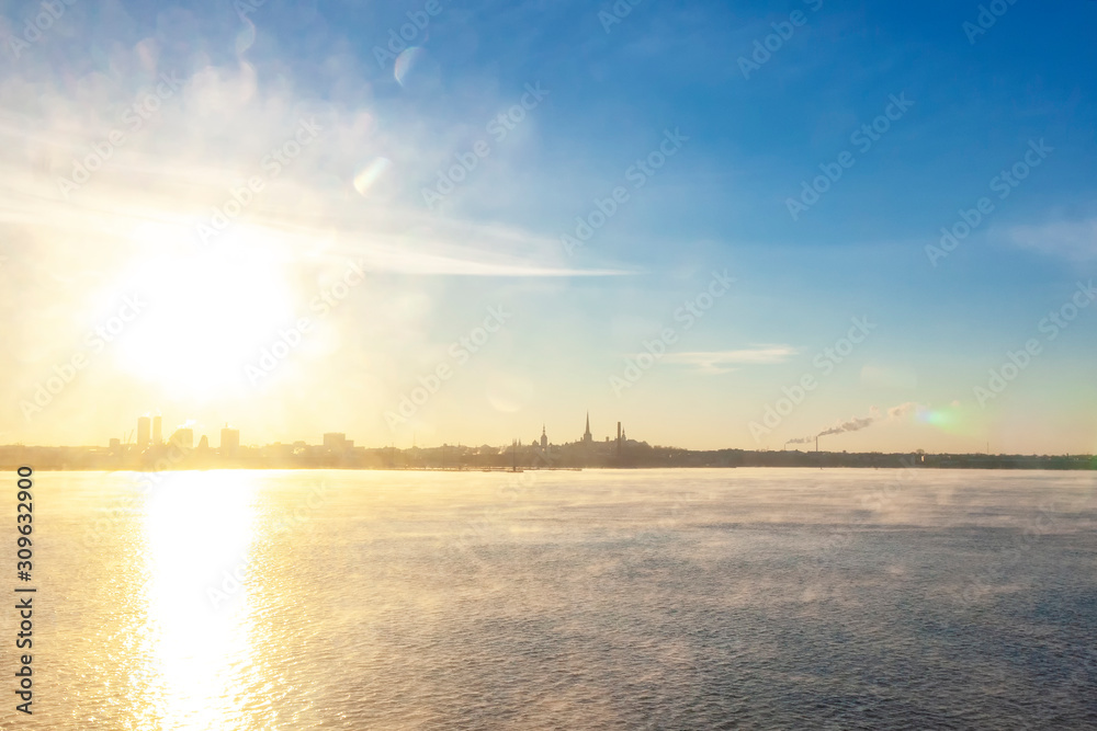 Areal view of Tallinn in winter time from sea Areal view of Tallinn in winter time from sea
