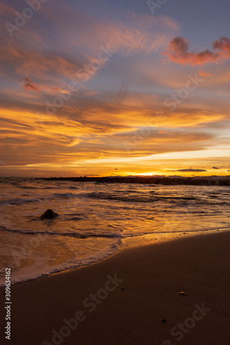 Nice sunset on a beach of la renega  Oropesa
