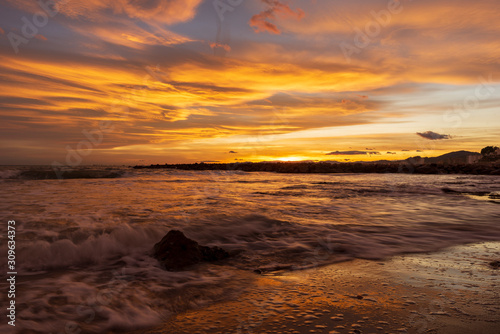 Nice sunset on a beach of la renega, Oropesa