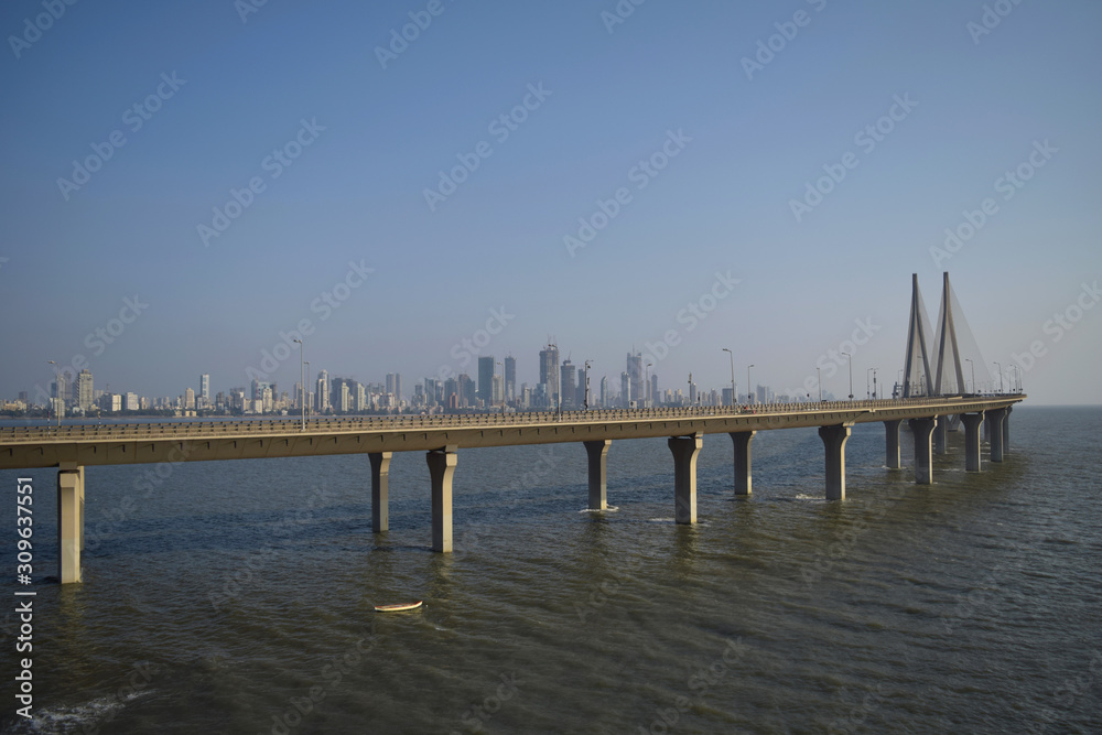 Mumbai bridge. The Bandra-Worli Sea Link. Rajiv Gandhi Sea Link is a cable-stayed bridge in Mumbai, India.
