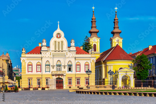 Serbian Episcopal Orthodox Cathedral located in the Timisoara historic Union Square, Romania. Image