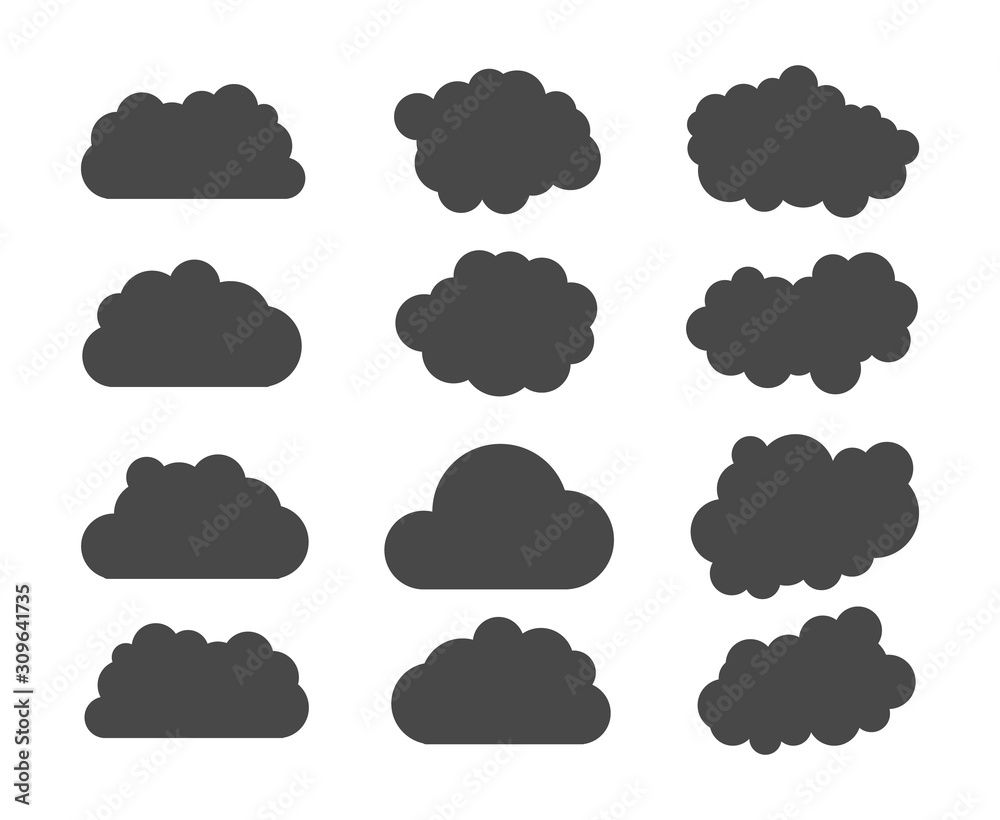 Cloud in flat style set on white background. Vector illustration Cloud in flat style set on white background. Vector illustration