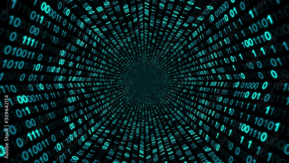 Binary code flying in space. Abstract motion graphics animation background. Binary code flying in space. Abstract motion graphics animation background.