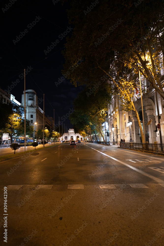 Spain Empty Street at Night