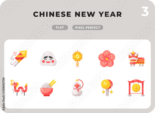 Chinese New Year Glyph Icons Pack for UI. Pixel perfect thin line vector icon set for web design and website application.