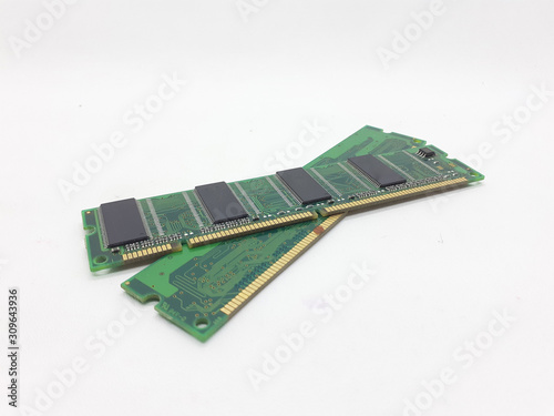 RAM Memory SD Technology Engineering Module for PC Desktop Laptop in White Isolated Background photo