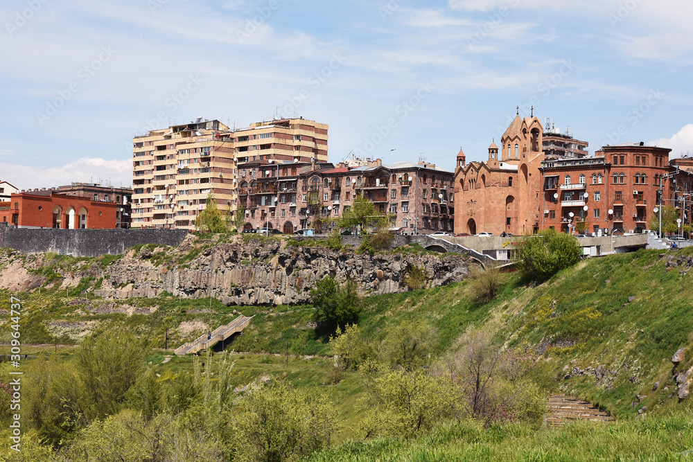 New residential complex on place of old quarter Dzoraghuh above the Hrazdan Gorge in Yerevan, Armenia