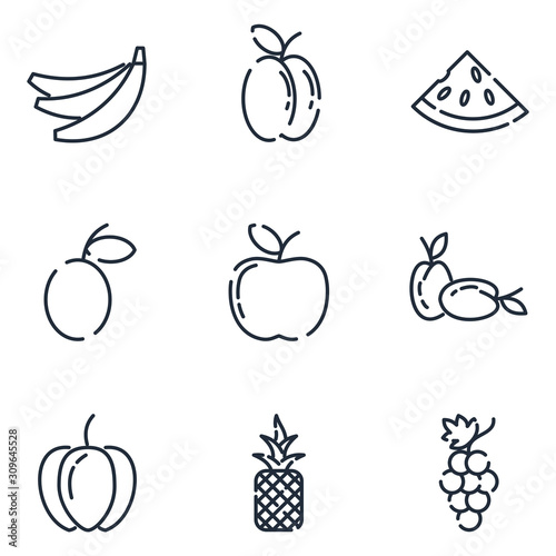 fresh fruit set icon template color editable. fresh fruit pack symbol vector sign isolated on white background icons vector illustration for graphic and web design.