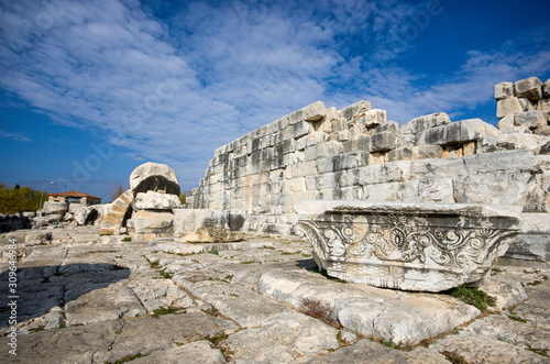 ruins of colums of the apollon temple at didyma ancient city