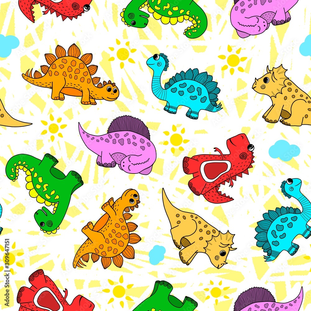 Fototapeta premium seamless pattern with dinosaurs