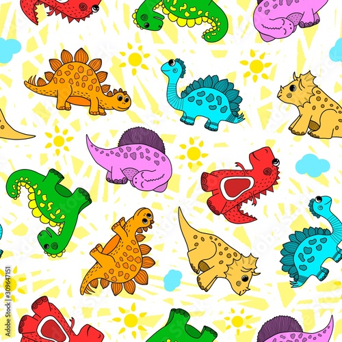 seamless pattern with dinosaurs