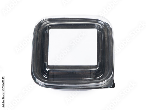 Empty black plastic disposable take out container