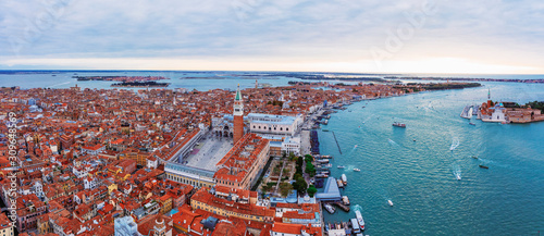 San Marco Quarter with St. Mark's square Aerial Venice Italy photo