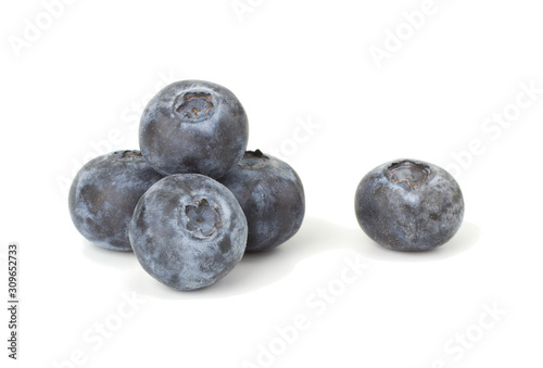 Fresh blueberries isolated on white background closeup