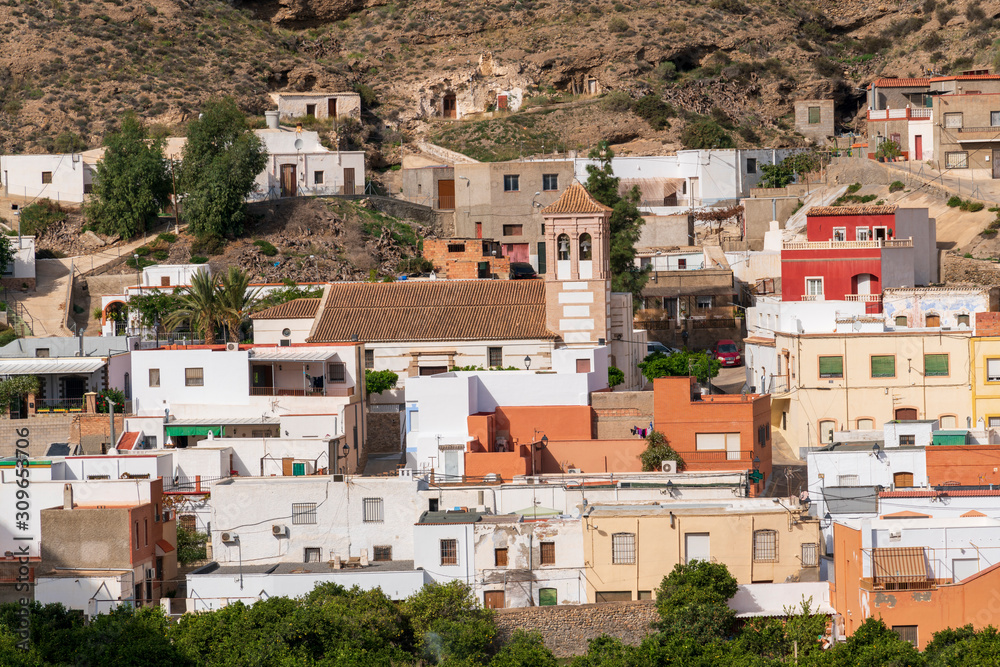 partial view of the town of Santa Fe de Mondujar