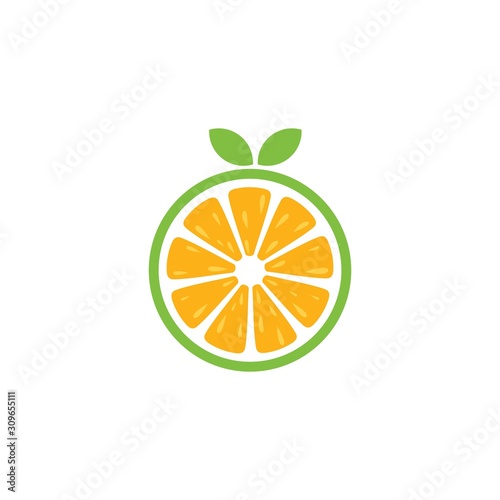 Icon of juicy orange, Logo Template Design Vector Illustration
