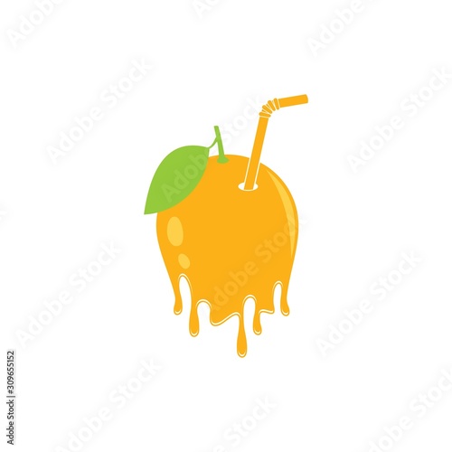Icon of juicy orange, Logo Template Design Vector Illustration