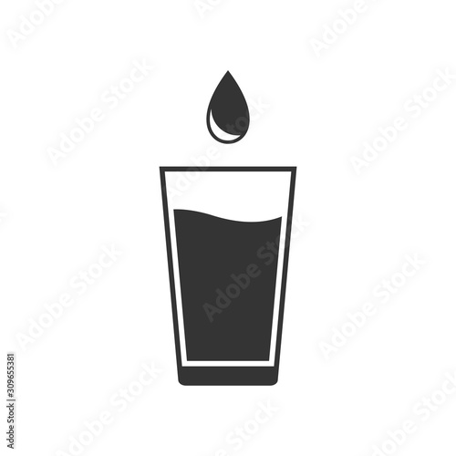water glass icon. Flat Water glass, drink symbol vector illustration
