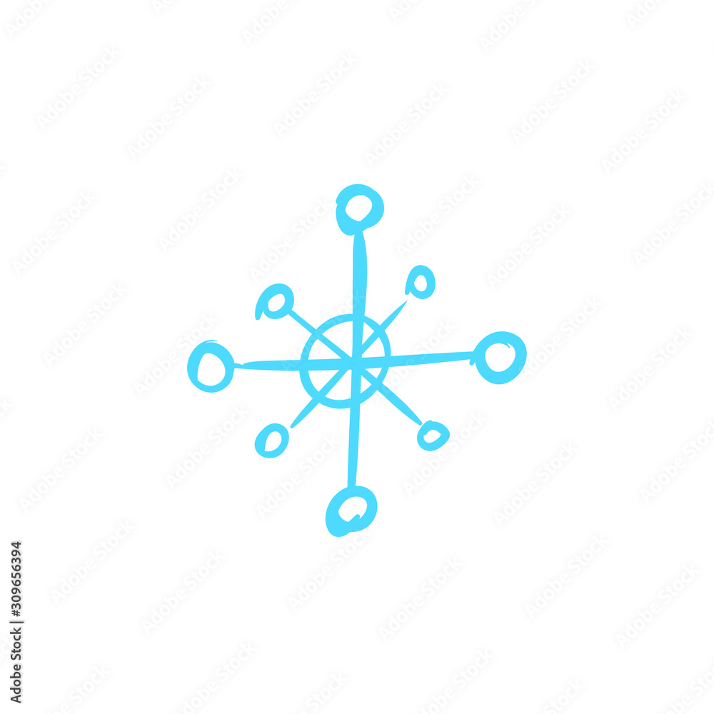 Snowflake Doodle Snow Drawing Illustration - Freehand, Art, Christmas doodle Winter Decoration Crystal Cool Star