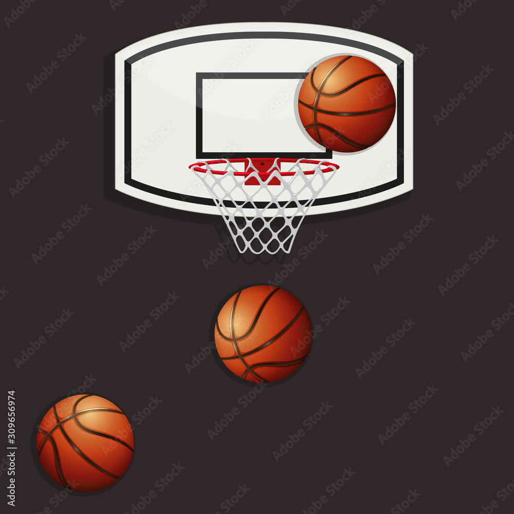 Basketball icon, basketball ball vector web icon isolated on black background, top view