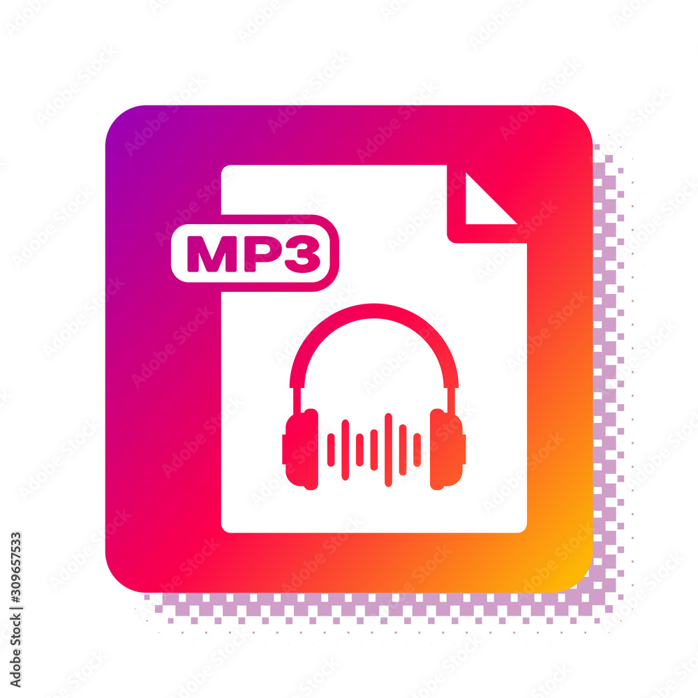 Premisse analyse verlangen White MP3 file document. Download mp3 button icon isolated on white  background. Mp3 music format sign. MP3 file symbol. Square color button.  Vector Illustration Stock Vector | Adobe Stock