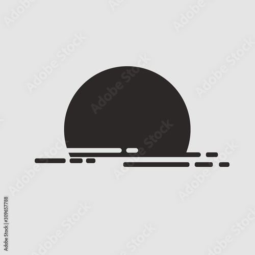 Sunset. Sunset horizon sea water. Panoramic seascape view. Sunset or sunrise sunset or sunrise vector web icon isolated on white background, EPS 10, top view 