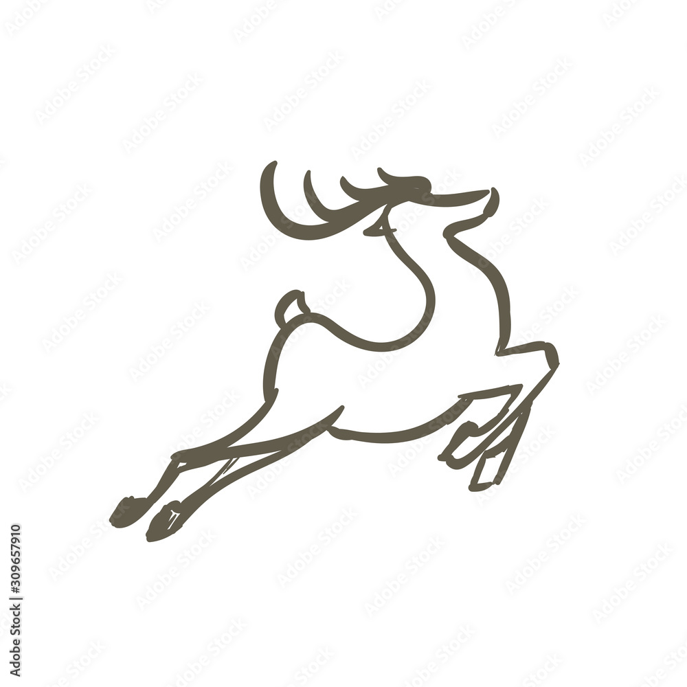 Reindeer, Deer Engraving Style, Vintage Vector Illustration, Hand Drawn,  Sketch Wild Animal Drawing. Male Reindeer with Stock Vector - Illustration  of horns, male: 202734062