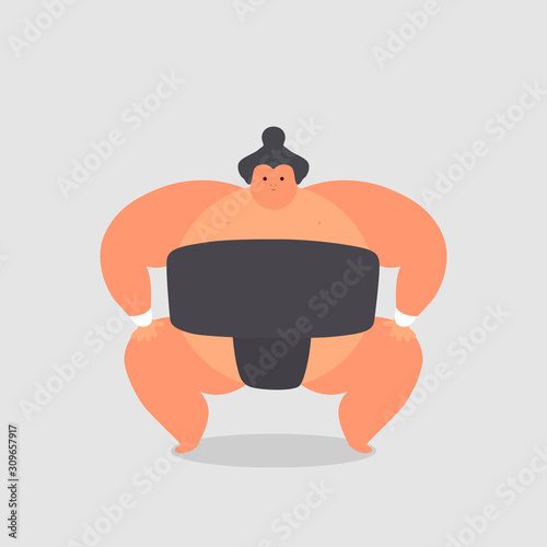 Sumo. Sumo wrestler flat character isolated on white.