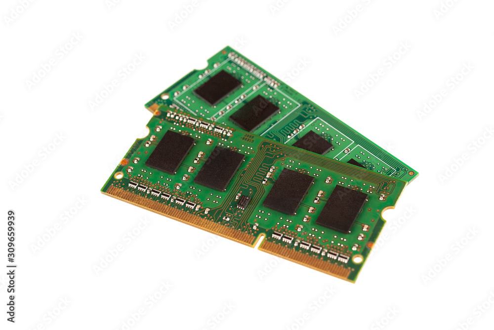 RAM, operative memory for notebook or laptop computer, monoblock, isolated on white background RAM, operative memory for notebook or laptop computer, monoblock, isolated on white background