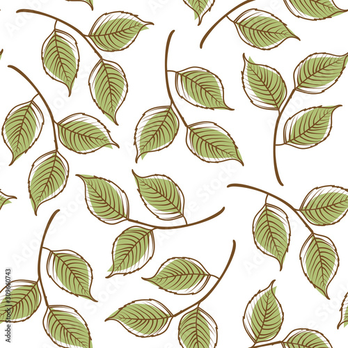 hand draw leaf design seamless pattern