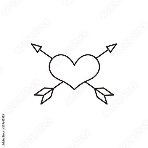 Hearts with arrows for Valentines day or wedding