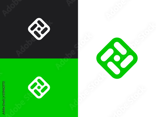 Biotech logo in rhombus rounded shape for science