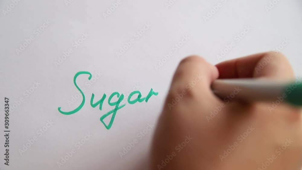 Hand writing Sugar free on white paper Hand writing Sugar free on white paper
