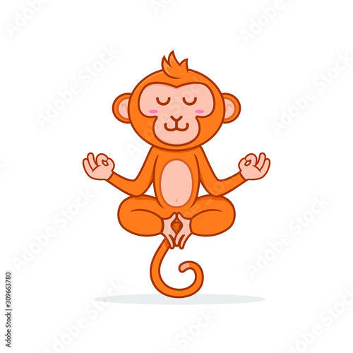 Vector illustration of a monkey yoga