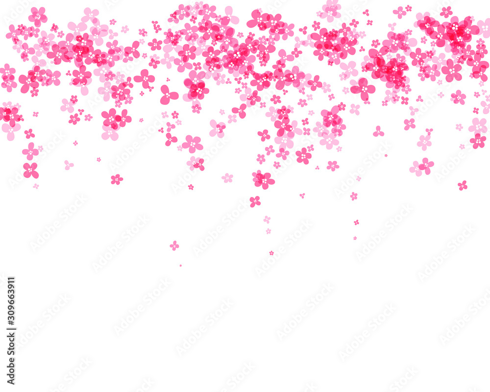 Hanging luch of cherry blossom. Simplistic floral design element. Isolated vector decoration.