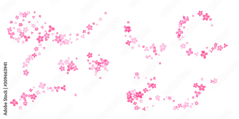 Cherry blossom decorations. Simplistic floral ornate design elements.