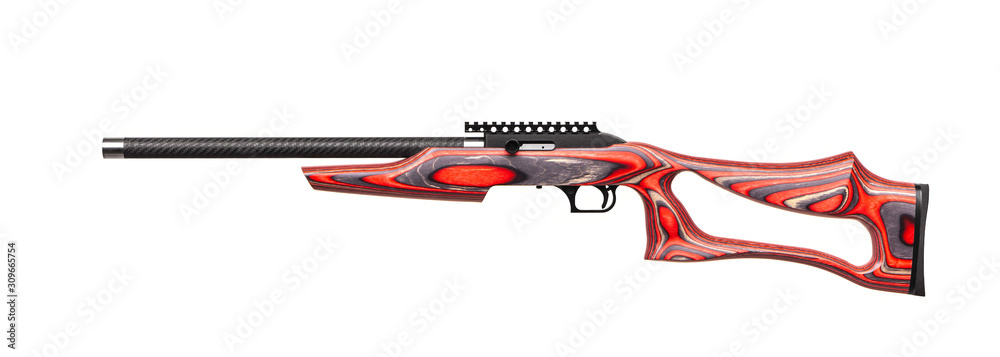 Classic bolt carbine .22lr with a wooden butt isolate on a white background