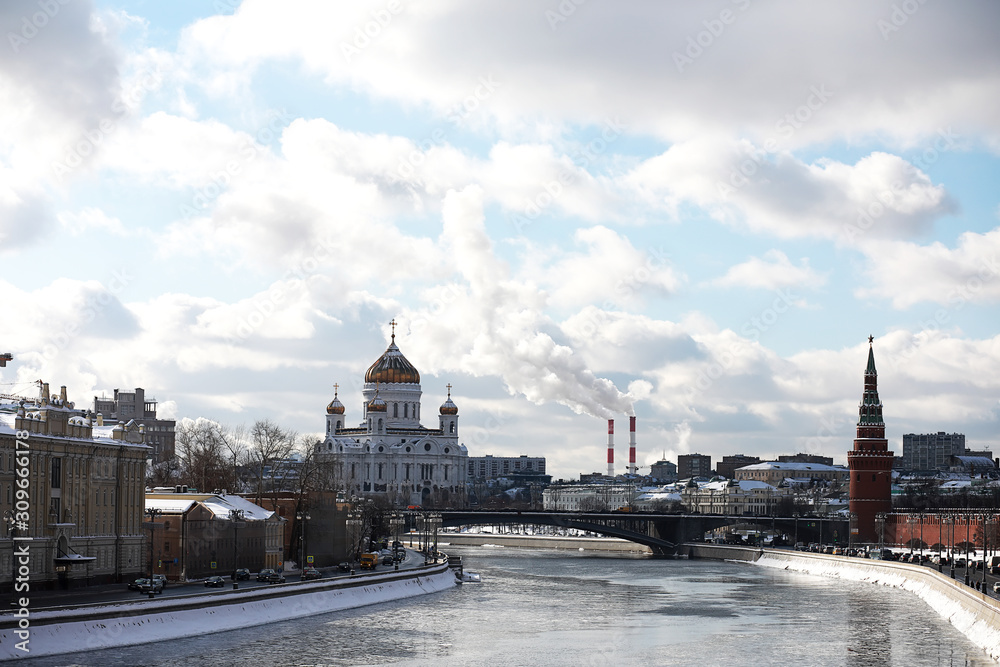 Winter landscape in the Russian capital Moscow