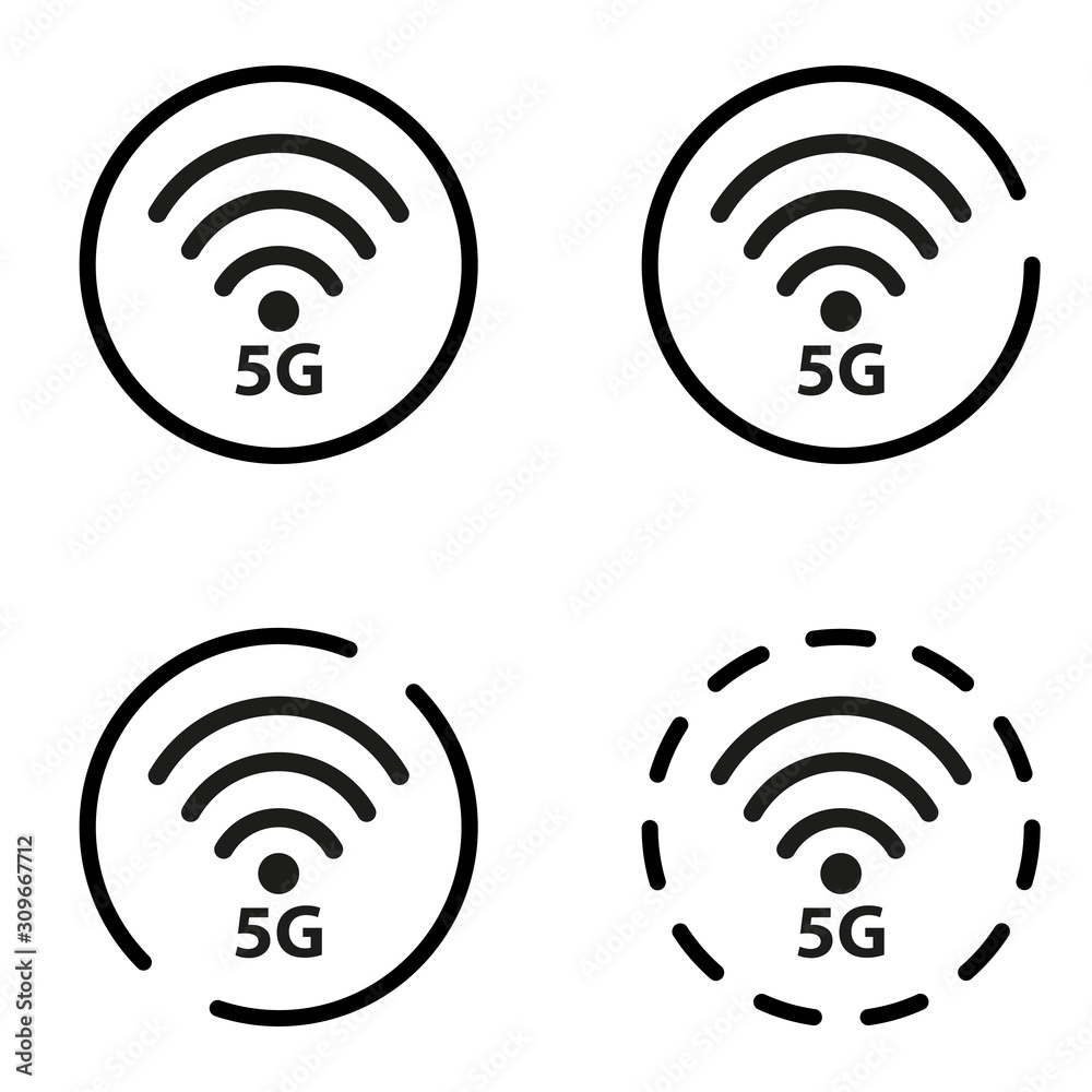 Set of Vector technology 5g icon network sign isolated on a white background Set of Vector technology 5g icon network sign isolated on a white background