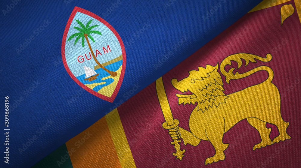 Guam and Sri Lanka two flags textile cloth, fabric texture Guam and Sri Lanka two flags textile cloth, fabric texture