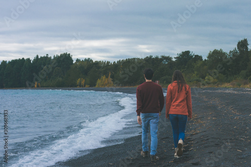 Couple walking in south of Chile, near Puerto Varas photo