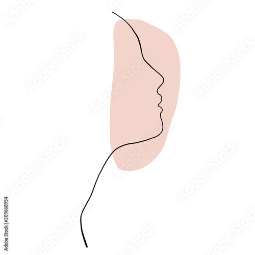 Continuous line, drawing of beauty woman face, fashion concept, woman beauty minimalist, vector illustration for t-shirt slogan design print graphics style. One line fashion illustration