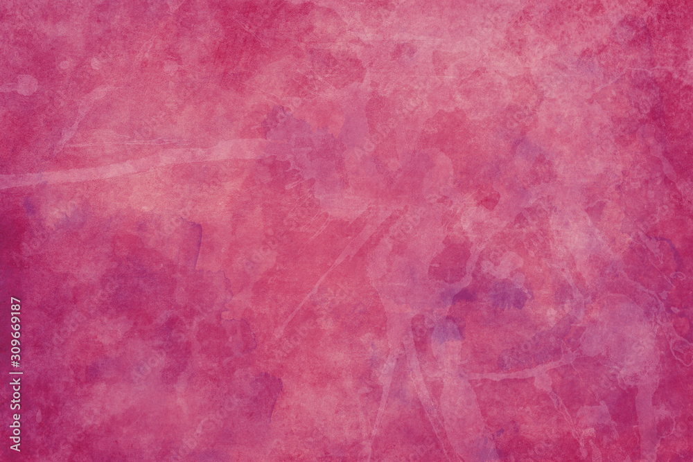 Fototapeta premium Pink watercolor paint background with texture and lots of grunge, old vintage background with paint spatter in faded distressed textured design