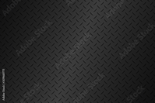 Black metal plate texture, stainless steel background with gradient, modern vector illustration