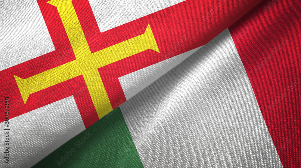 Guernsey and Italy two flags textile cloth, fabric texture Guernsey and Italy two flags textile cloth, fabric texture