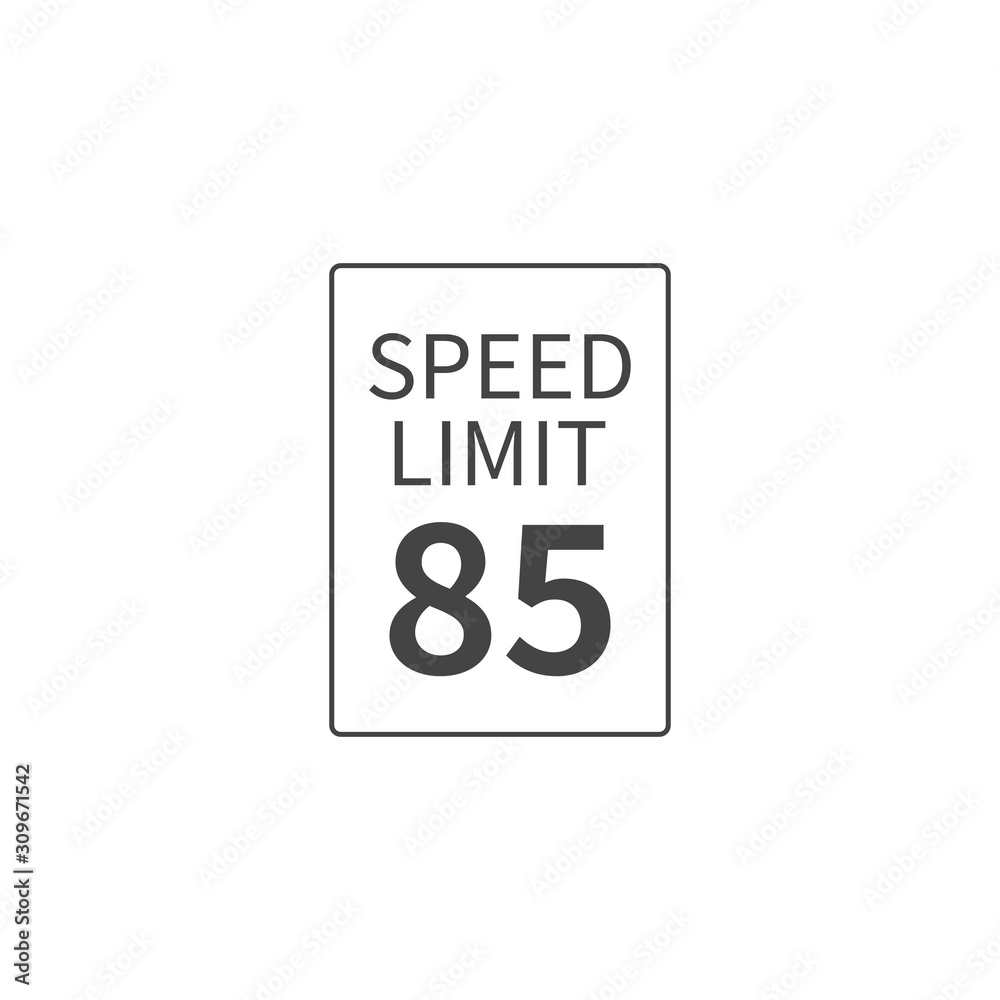 Vector Speed Limit 85 mph on white isolated background. Layers grouped for easy editing illustration. For your design. Vector Speed Limit 85 mph on white isolated background. Layers grouped for easy editing illustration. For your design.