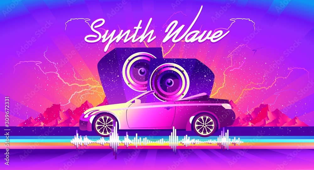 car audio sound wave banner