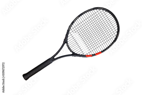Tennis racket on white background photo