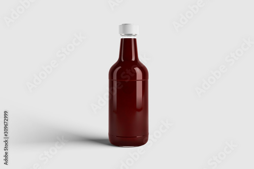 Vegetable and Fruit Juice Bottle Mock up isolated on light gray background.3D rendering.