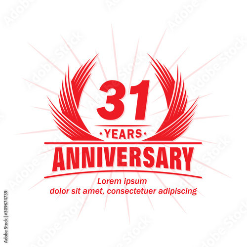 31 years logo design template. 31st anniversary vector and illustration.